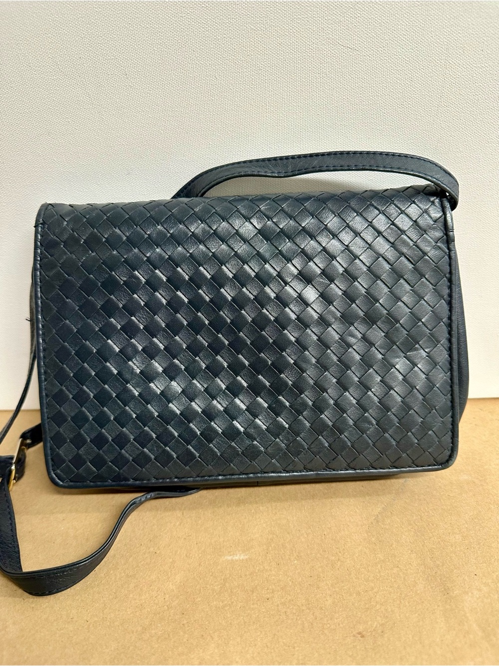 Woven Leather Crossbody Bag in Navy Talbots